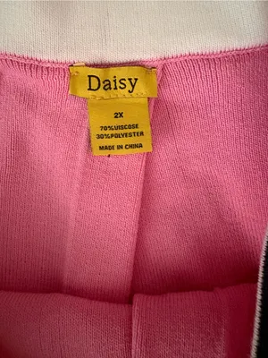 Daisy Pink Pleated Skater Skirt with Navy & White Trim thumbnail 2