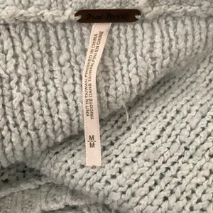 Free People Minty Blue Open Crochet Knit Long Sleeve V-neck Boho Hippie Sweater thumbnail 4
