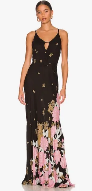 Free People Intimately Get To You Printed Black Maxi Dress in size Medium thumbnail 1