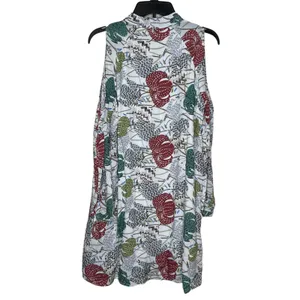 Entro Women's Shirt Dress‎ Button-Up Midi Floral Collar Cold Shoulder Medium NWT thumbnail 11