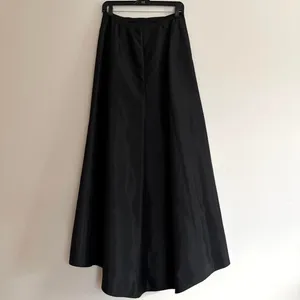 Vintage 90s Cache Black Satin Train Maxi Skirt Formal Prom Whimsigoth Goth 10 thumbnail 4