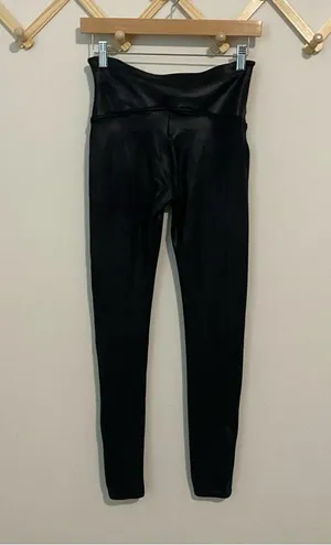 Spanx Black Shiny Faux Leather Leggings size Large thumbnail 6