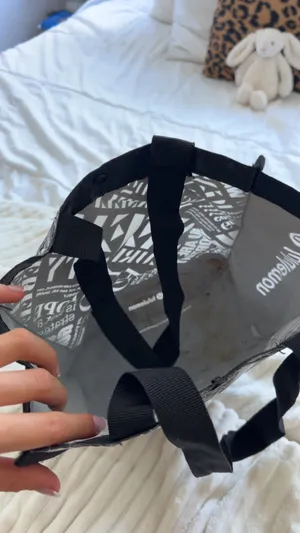 Lululemon black tote bag with white text graphics thumbnail 2