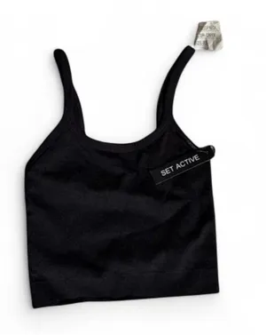 Set active scoop ribbed top in onyx thumbnail 1
