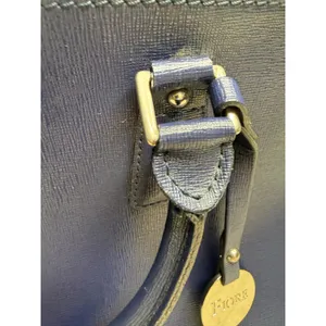 FIORE Women's Saffiano Leather Classic Dome Satchel Bag Made in Italy Navy thumbnail 6