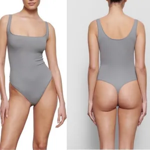 SKIMS Cotton Rib Thong Bodysuit in Pacific, NWT XXS thumbnail 3