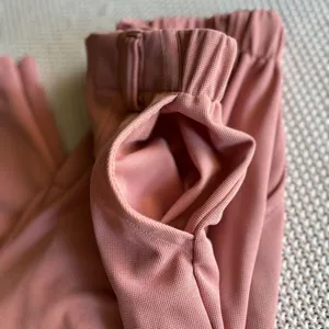 Halara High Waisted Plicated Side Pocket Wide Leg Waffle Work Pants Pink Small thumbnail 7