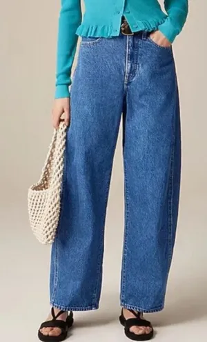 J.Crew Barrel Leg Jeans Size 31 High‎ Rise Cropped 100% Cotton Denim thumbnail 1