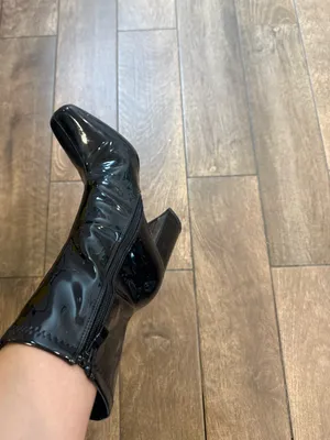Top Moda Black Patent Ankle Boots‎ block heel Size 6.5 thumbnail 9