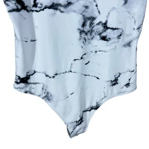 Express Body Contour Marble Print Bodysuit White Black Modern Sleek Size L thumbnail 3