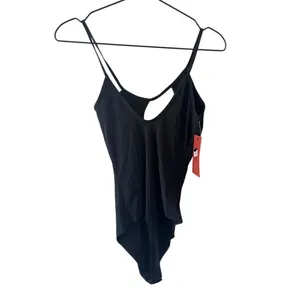 Alix Nyc Dorest Asymmetrical Neckline‎ Cutout Bodysuit Small Black thumbnail 5
