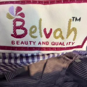 Belvah Purple Quilted Shoulder Bag Check Lining Zip Top Medium Tote Purse Casual thumbnail 2