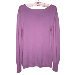 Peck & Peck 2 Ply 100%‎ Cashmere M Sweater Lilac Cable Knit Lightweight Pullover thumbnail 2