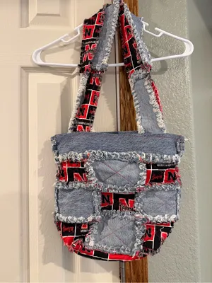 Nebraska N Logo Denim Tote Bag - Red & Gray thumbnail 2