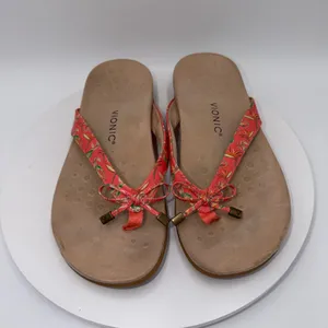 Vionic Bella II Coral Pink Floral Bow Orthotic Sandals Womens 11 Wide thumbnail 3