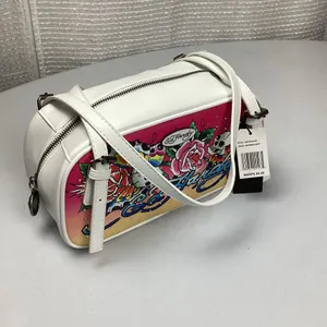 Ed Hardy Satchel Bag Butterfly & Skull White Backround NEW! Retail $80 thumbnail 3