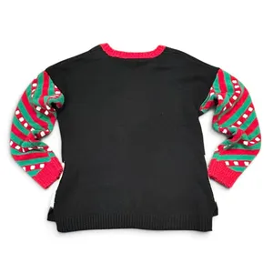 Celebrate Together Santa Mushroom Christmas Sweater Festive Black Sequin XL thumbnail 4