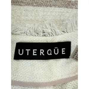 Uterqüe Women Off White Wide Leg Crop Pants Textured Raw Hem Fringe High Waist S thumbnail 10