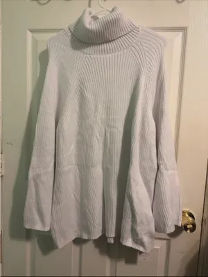 Cozy Cream Ribbed Turtleneck Sweater White thumbnail 1