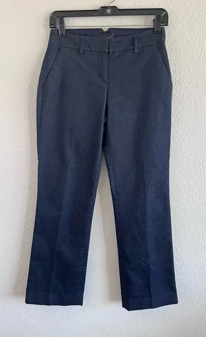 Express Women's Editor Slim Flare Low Rise Stretch Dark Indigo Trousers thumbnail 1