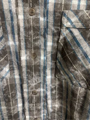 BKE Oversized Plaid Long Sleeve Shirt Medium Brown Blue Frayed Raw Edge Grunge thumbnail 3