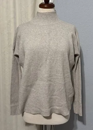 Cyrus Mock Neck Pullover Knit Strechy Sweater Dolman Sleeve‎ Women Small Beige thumbnail 1