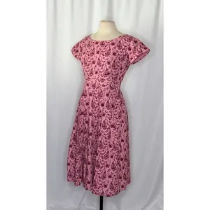 GAL MEETS GLAM Hallie Dress Paisley Floral Pink Purple Box Pleats Pockets Size 8 thumbnail 6