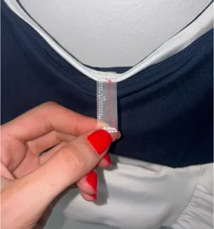 Free People FP Movement Navy Blue and White Cut Out Sports Bra Tank Top Size L thumbnail 3