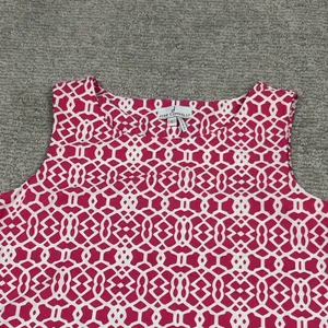Jude Connally Dress Womens Large Pink White Geometric Sleeveless Shift Stretch thumbnail 2