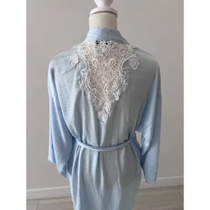 In bloom by jonquil OPHELIA LACE TRIM SATIN WRAP IN SILVER BLUE thumbnail 4