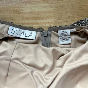 Scala 100% Silk Gold & Silver Sequin Mini Dress Size 0 / fits S thumbnail 6
