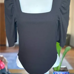 Free People Elegant Black Puff Sleeve Top thumbnail 3