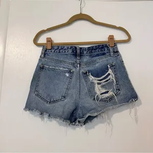 Abercrombie & Fitch Annie High Rise Distressed Shorts Womens 26 Jean Denim thumbnail 3