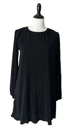 Abercrombie & Fitch Satin Micro Pleated Black Mini Dress Womens XXS Tall Party thumbnail 1