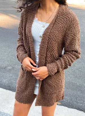 Zenana Popcorn Texture Cardigan thumbnail 1