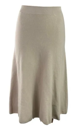 Uniqlo 3D Cotton Beige High Waist A Line Knit Pull On Flared Midi Skirt Size XS thumbnail 1