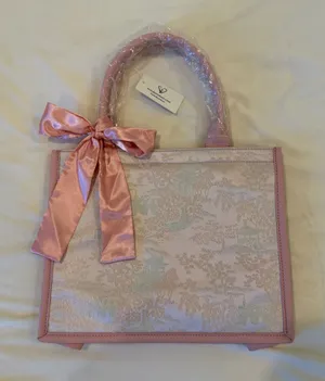 Windsor Embroidered Satin Bow Tote Bag thumbnail 1