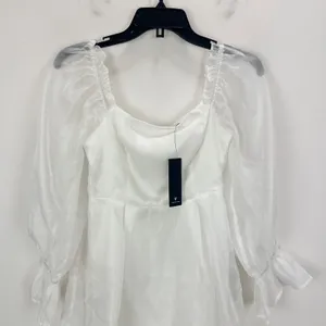Lulus Darling Image White Chiffon Ruffled Off-the-Shoulder Mini Dress XS NWT thumbnail 6