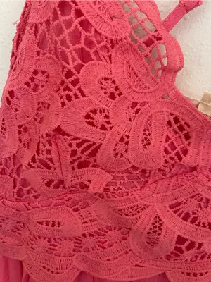 Listicle Coral Lace-Trim Dress thumbnail 4