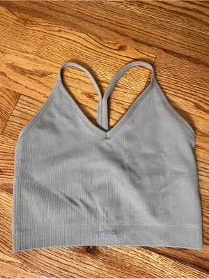 SET Active Seamless V-Neck Crop Bralette - Taupe thumbnail 3