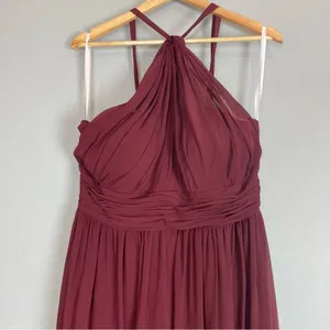 Revelry Bridesmaid Dress Halter‎ Tank Maxi Sleeveless Size 14 Brownish-Burgundy thumbnail 4