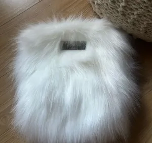 Huda beauty fuzzy bag White thumbnail 1