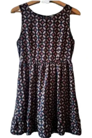 Vintage Blue Geometric print mini dress Medium sundress y2k sleeveless boho thumbnail 1