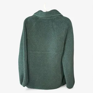 Madewell Polartec Teddy Fleece Half Zip Pullover Women Small Green Sherpa Jacket thumbnail 4