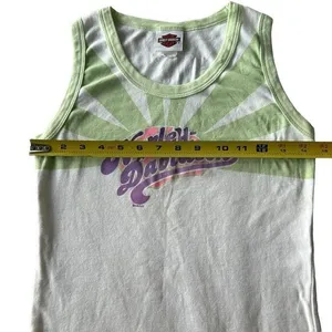 Y2K Harley Davidson Women’s S Lettuce Hem Tank Top Pastel‎ Green Retro Preppy thumbnail 5