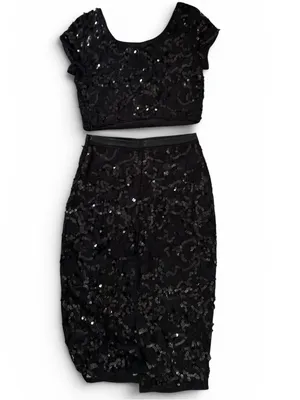 Express Black Sequin Lace Detail Skirt thumbnail 2