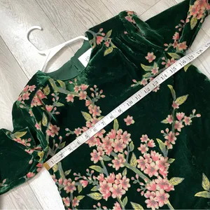 J.O.A. Velvet Top floral burn out long sleeve womens Green xsmall cocktail party thumbnail 3