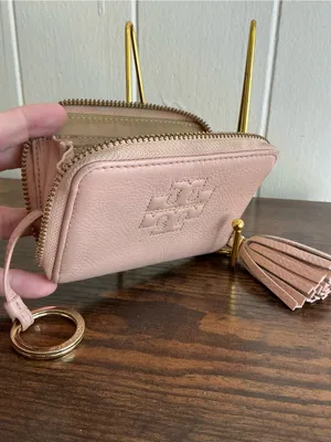 Rare Vintage HTF Pink Leather Zip Around Tory Burch Small Keyring Wallet thumbnail 9