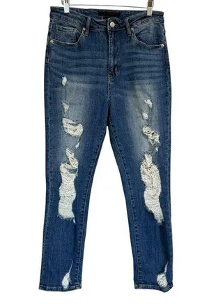 Risen Jeans Straight Distressed Ankle Women’s Jeans Size 30/11 thumbnail 1