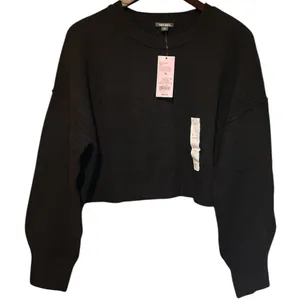 Wild Fable Black Cropped Sweater with slight balloon sleeve thumbnail 1